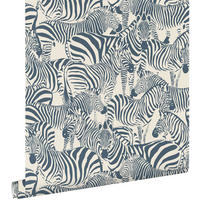 TAPETE Zebras 50 x 900 cm - Blau, Papier (50/0.1cm) - ESTAhome