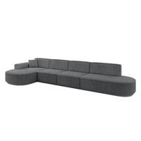 ECKSOFA Ottomane Links MARI-L3 - 402x163x81 cm Dunkelgrau Cord - Dunkelgrau/Schwarz, Holzwerkstoff/Kunststoff (165/406cm) - ALTDECOR