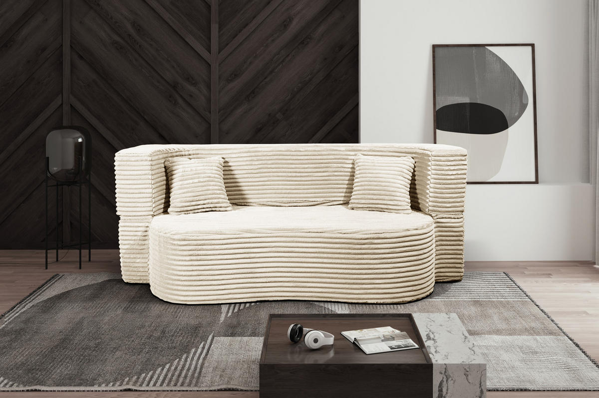 SCHLAFSOFA MYFOAM, Sofa mit Schlaffunktion, Farbe: Beige, Cordstoff - Beige, Textil (200/80/72cm) - Storez24