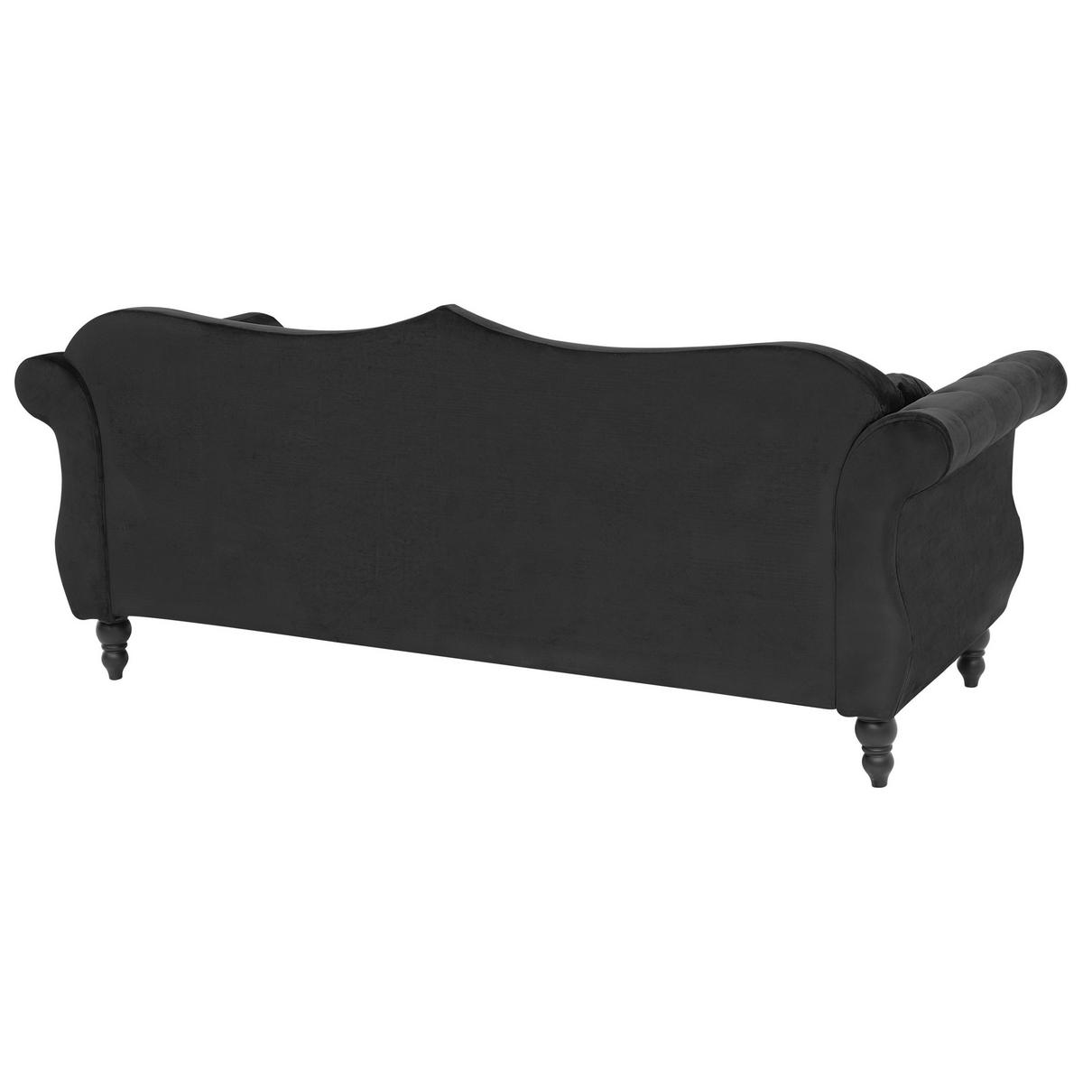 3-SITZER-SOFA Samtstoff Schwarz Skien - Schwarz, Textil (200/91/83cm) - Beliani