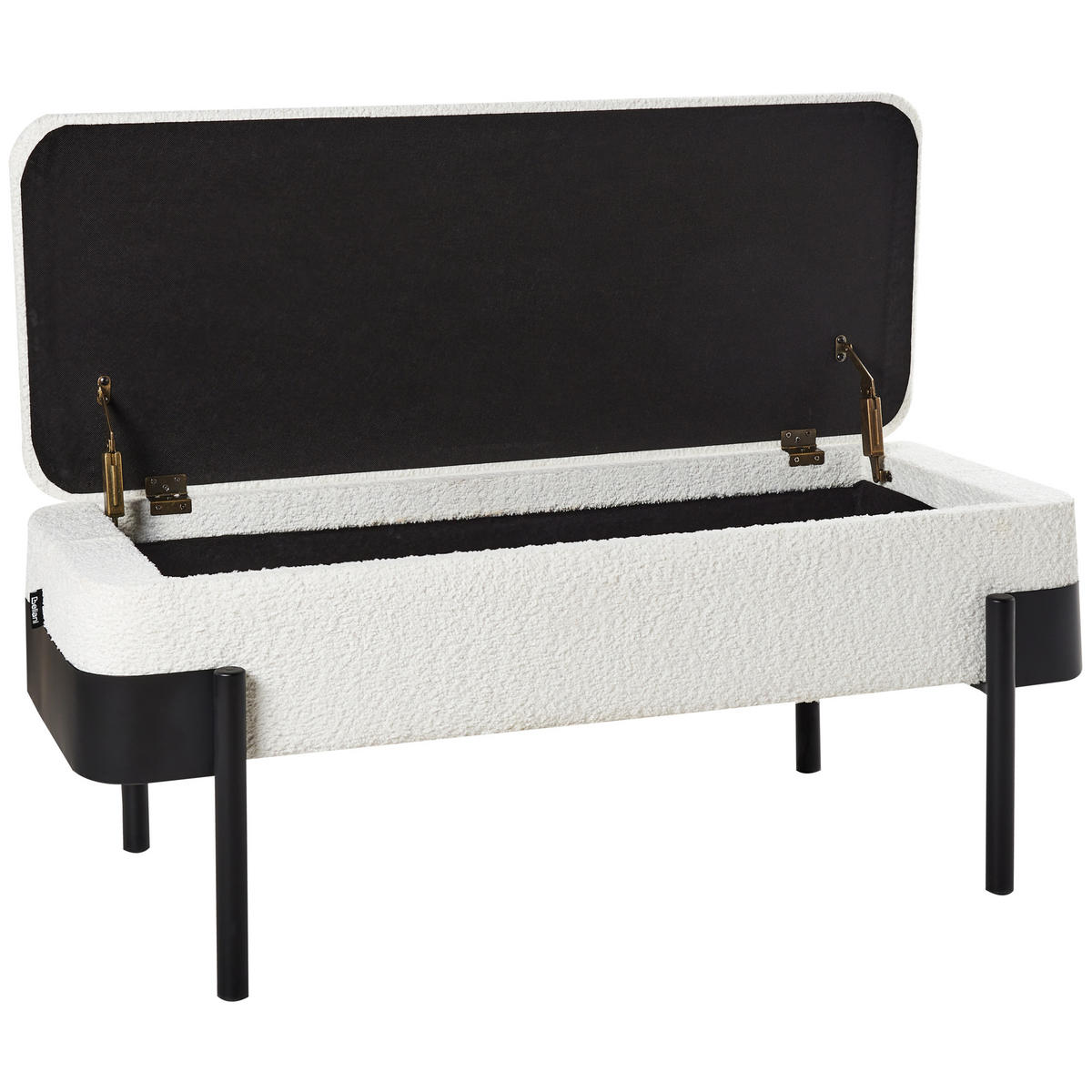 FÖRVARINGSBÄNK gräddvit Warren - Vit/Svart, Textil (40/45/100cm) - Beliani