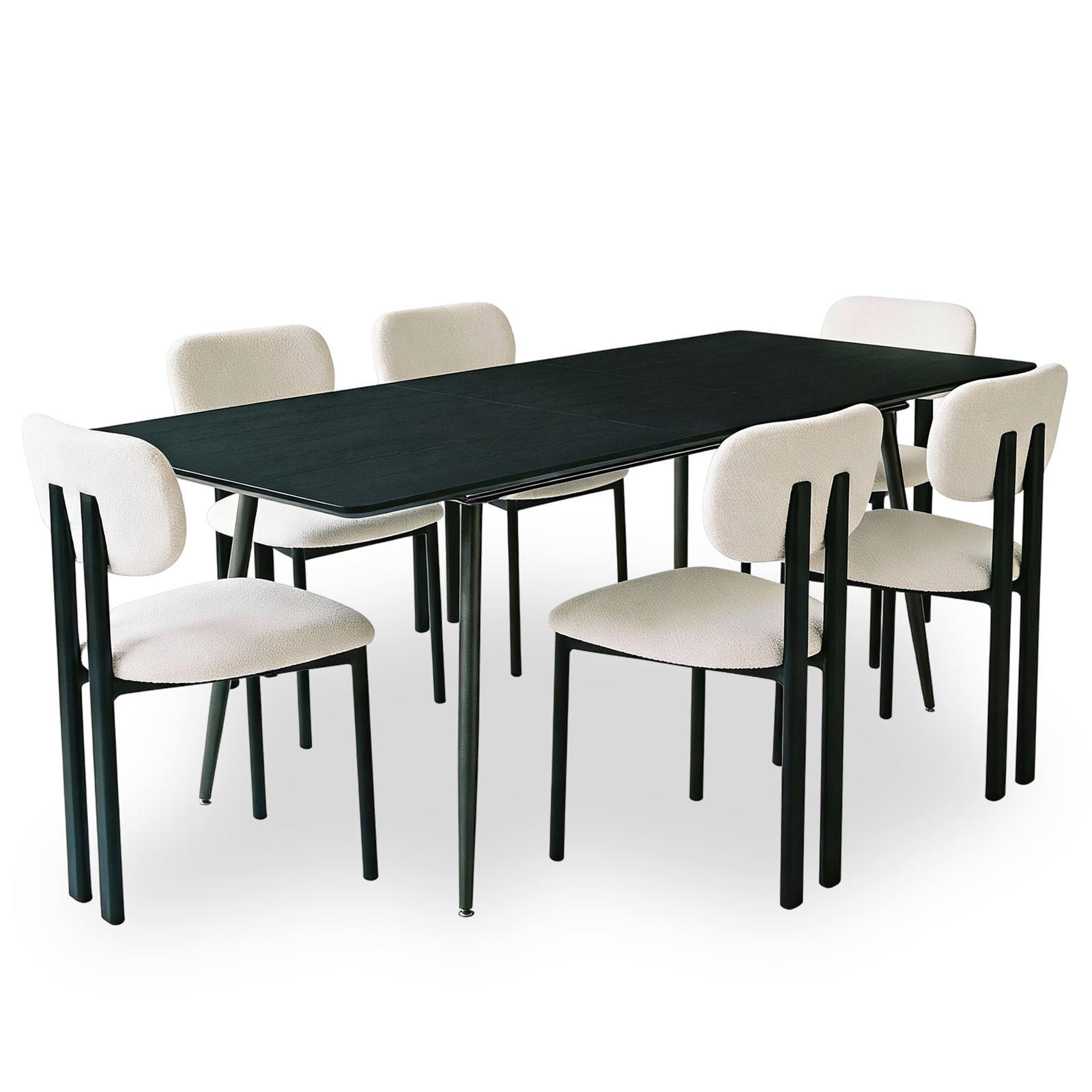 ESSGRUPPE ORSA FRANCA 7er Set schwarz - Schwarz, Holzwerkstoff/Metall - IDIMEX