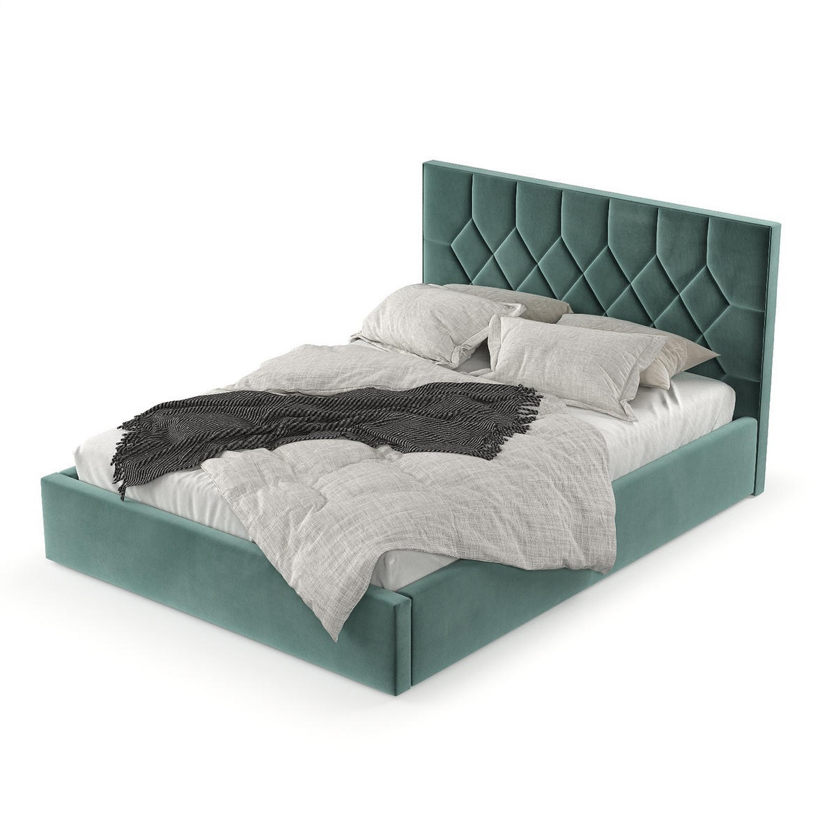 POLSTERBETT Brisa 180/200 cm Türkis im Kronos Stoff - Türkis/Schwarz, Holz/Holzwerkstoff (180/200cm) - AltaBeds