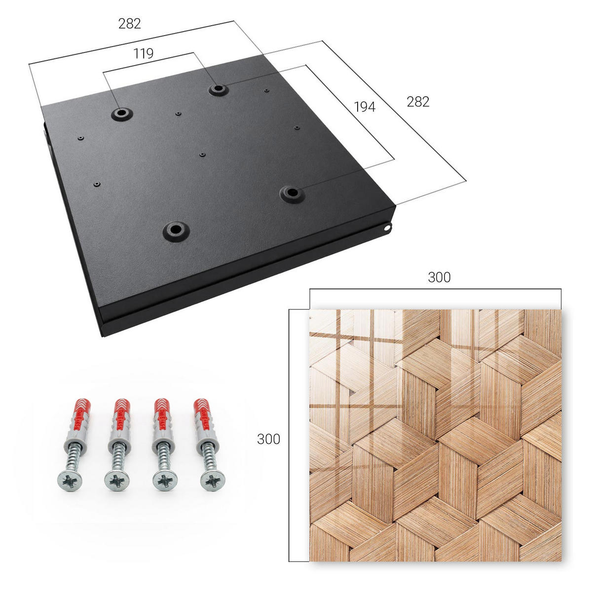 SCHLÜSSELBOX Schwarz 30x30 cm- Türöffnung nach rechts - Die Geometrie der Natur - Braun, Metall (30/30/5cm) - TULUP