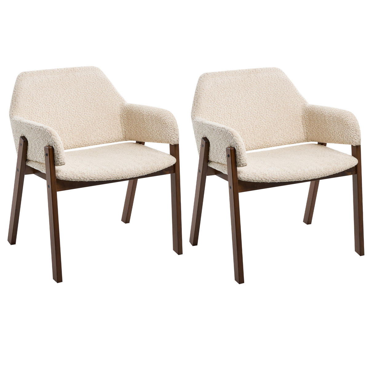 ESSZIMMERSTUHL 2er-Set Bouclé Hellbeige Albion - Beige, Textil (61/80/58cm) - Beliani