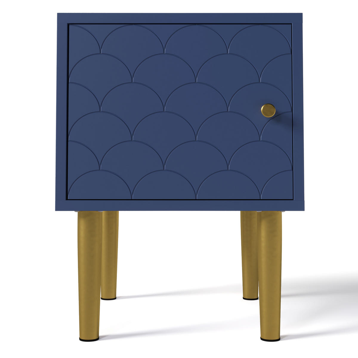 NACHTTISCH 35/35/51 cm marineblau aus Holz-Metall mit Magnettür - Dunkelblau, Holz (35/51/35cm) - OKWISH