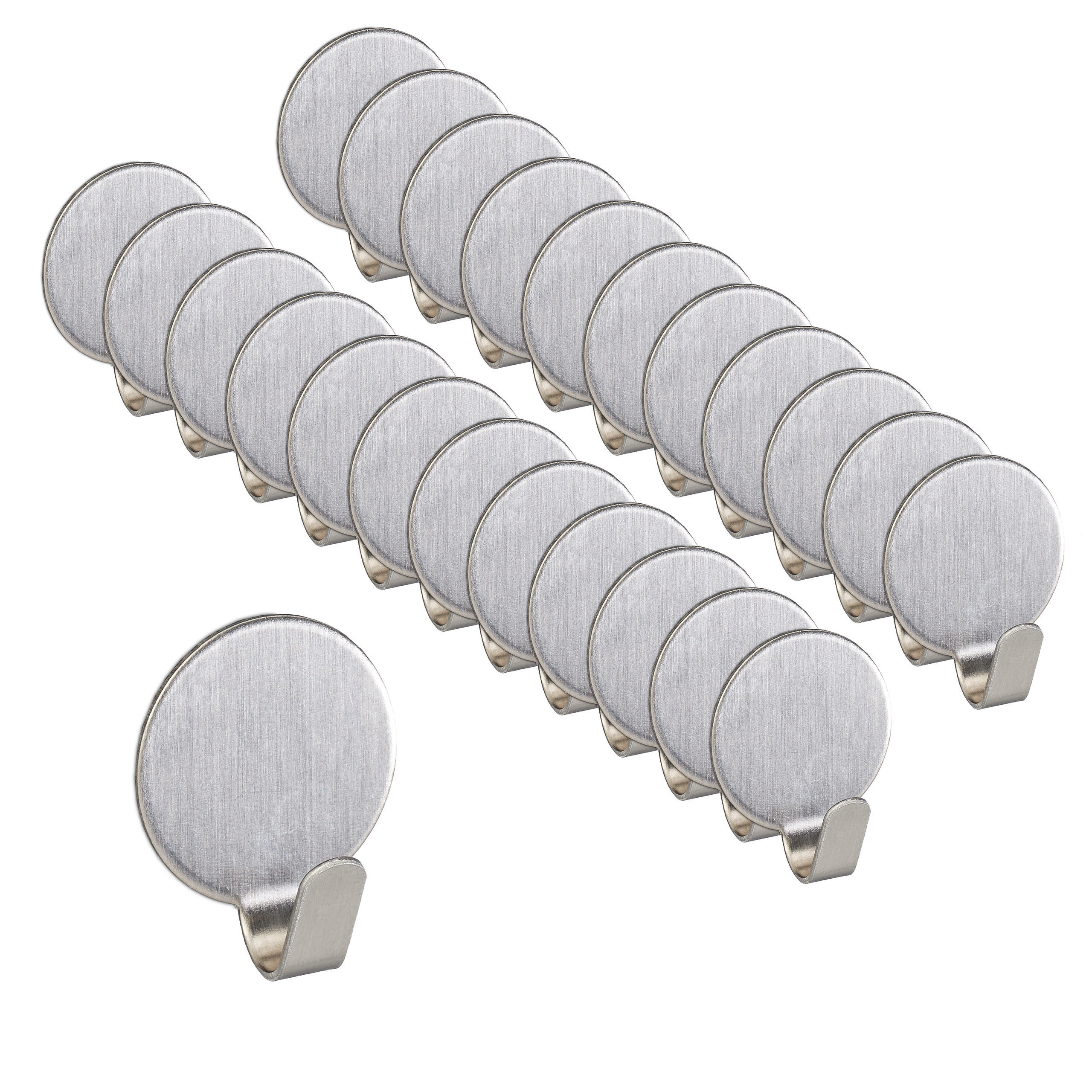 24XKLEBEHAKEN - Silberfarben, Metall (2/2.5/1.5cm) - Relaxdays