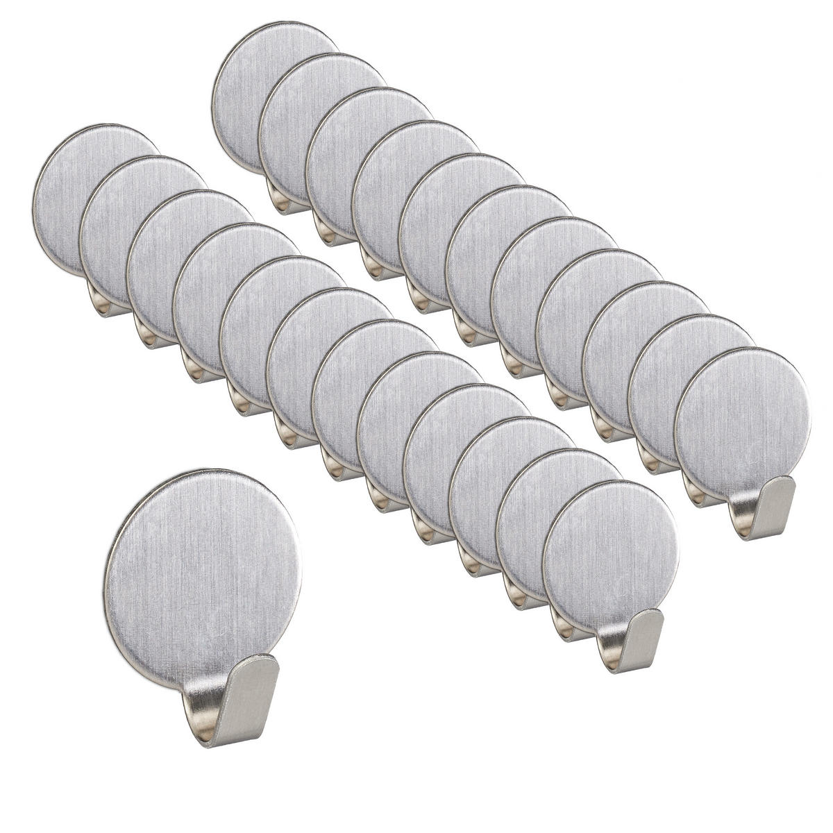 24XKLEBEHAKEN - Silberfarben, Metall (2/2.5/1.5cm) - Relaxdays