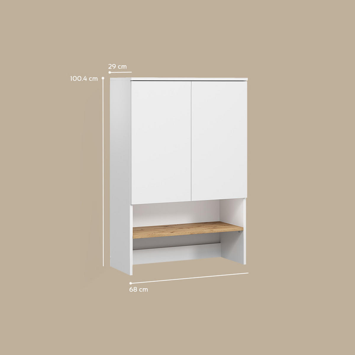 WASCHMASCHINENSCHRANK Paolina Weiß/Artisan 68 x 100.4 cm - Weiß/Eiche Artisan, Holzwerkstoff (68/100.4/29cm) - Livinity®