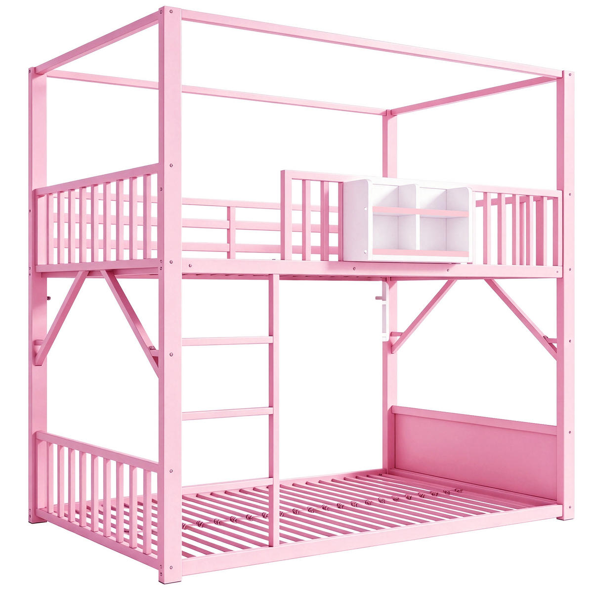 ETAGENBETT 90/200 cm Metall mit Dachdesign, DE-41590, in Rosa - Pink, Metall (90/200cm) - ComfortXL