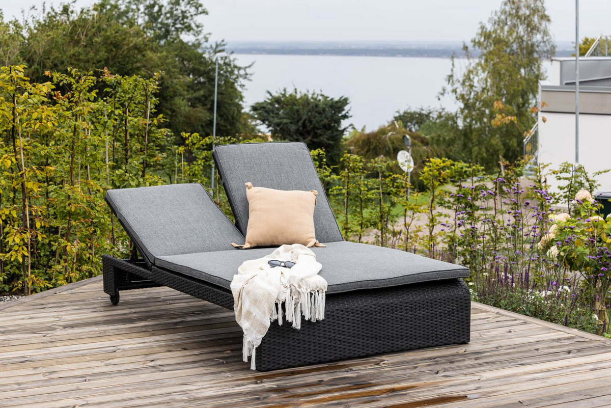 SONNENLIEGE schwarz - Schwarz, Holzwerkstoff (119/32/196cm) - ebuy24