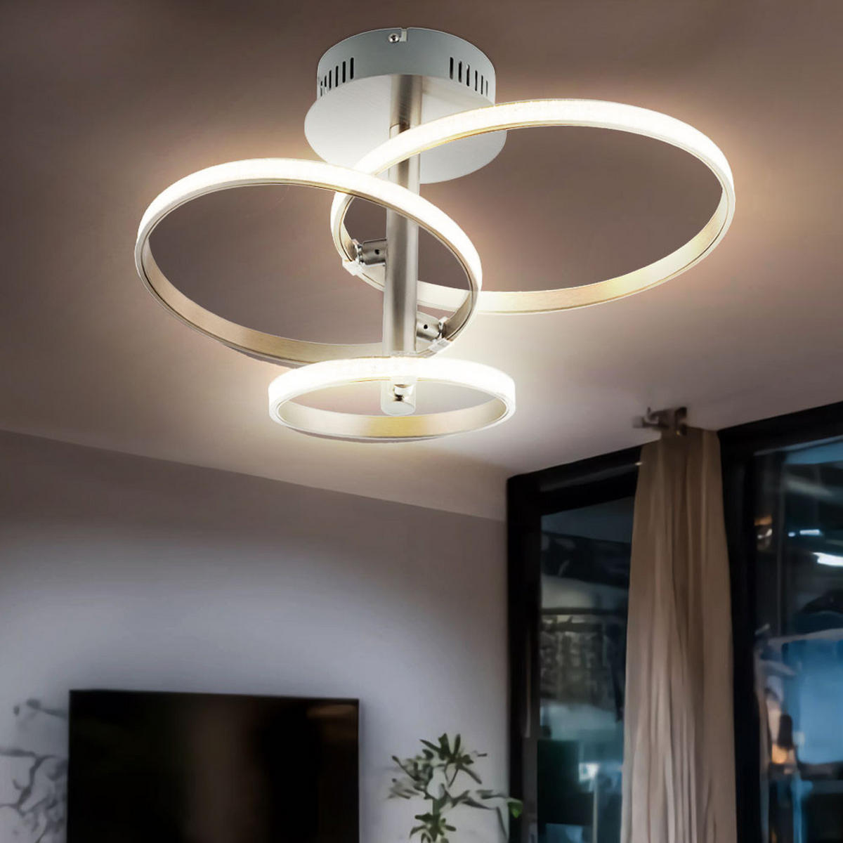 LED DECKENLEUCHTE Metall Silber Kristalloptik WAVE - Silberfarben, Metall (43/33/29cm) - Globo Lighting