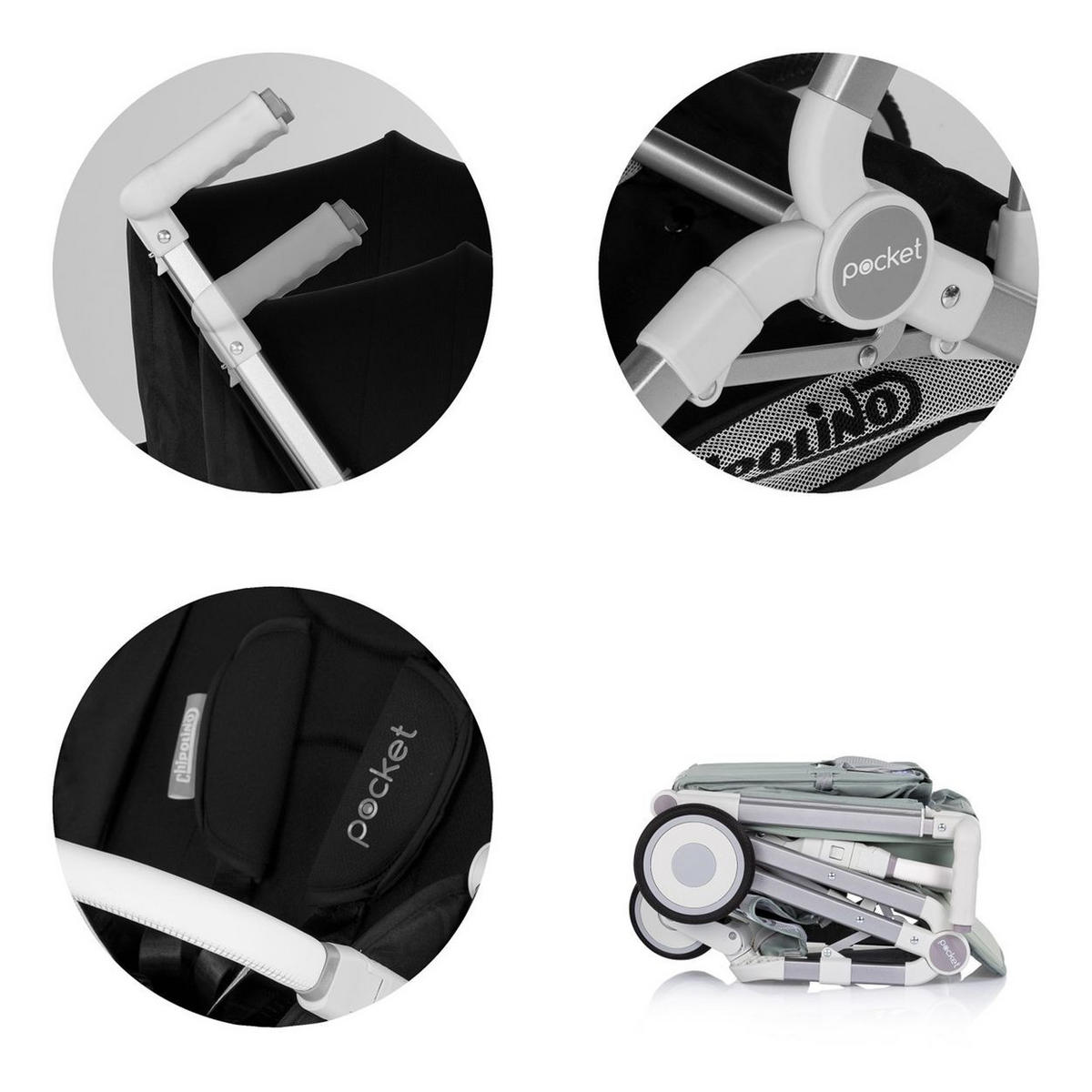 KINDERWAGEN Buggy Pocket grün klappbar Korb Frontbügel Sonnendach bis 22 kg - Grün, Metall (49/47/103cm) - Chipolino