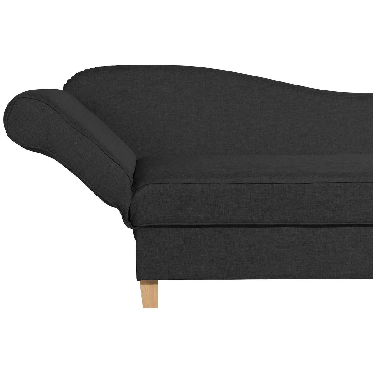 RECAMIERE mit Armteil links klappbar Katia Bezug Flachgewebe Buche natur / schwarz - Schwarz, Kunststoff (190/82/88cm) - 58aufmkessel