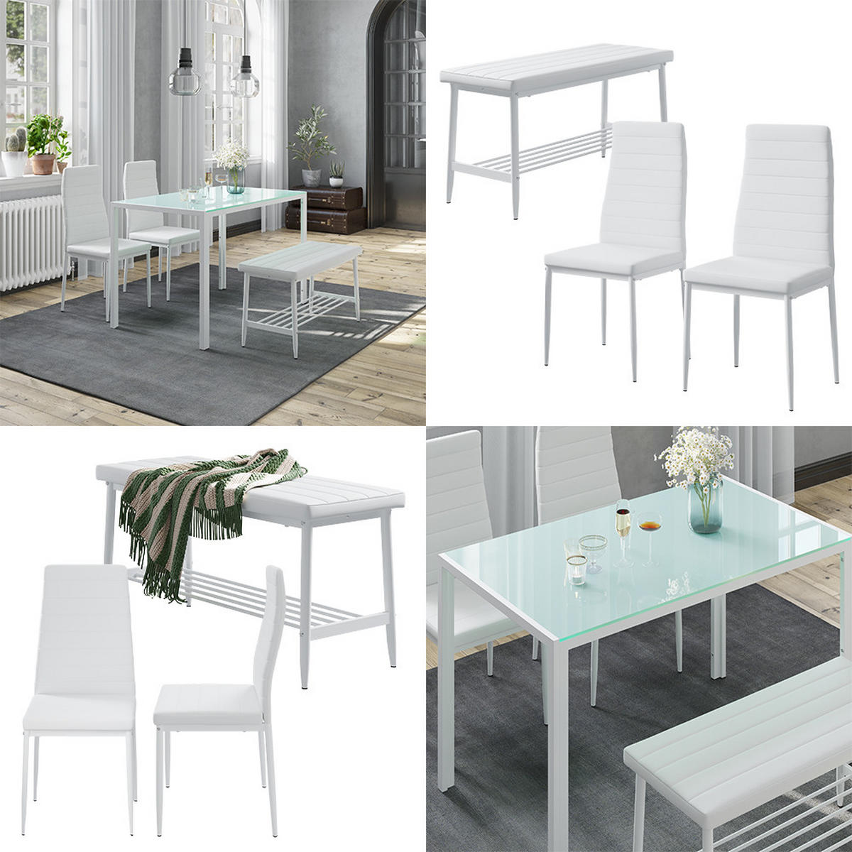 LAVICE A ŽIDLE Grand Bílá - bílá, kov (85/46.5/35cm) - Vicco