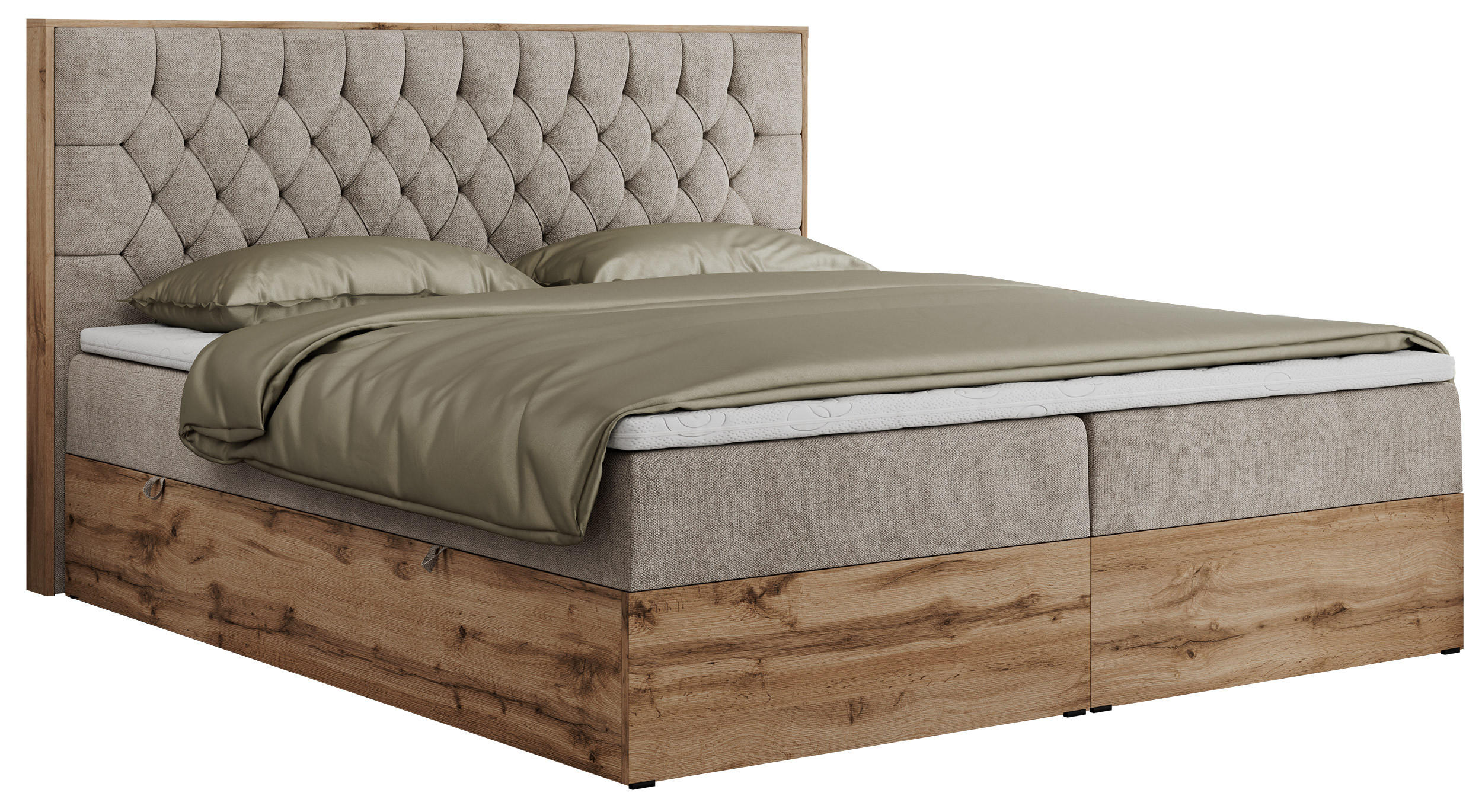 BOXBETT AMORE 140/200 Beige Struktur - H3 - Beige, Holz/Textil (140/200cm) - MKS
