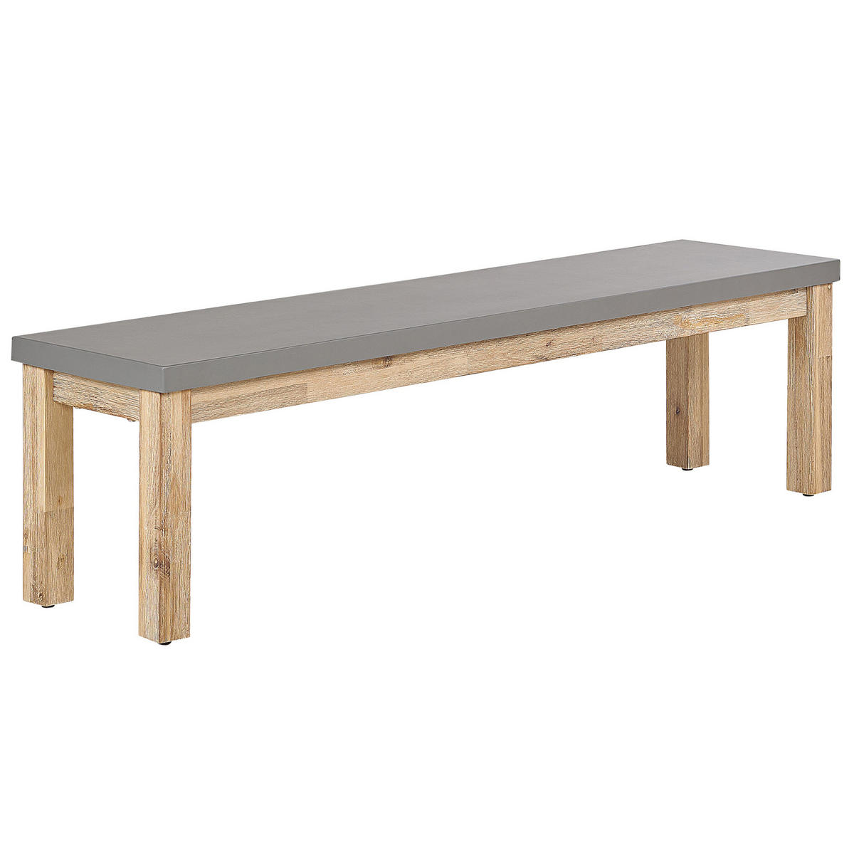 SITZBANK Beton/Akazienholz grau/heller Holzfarbton 160 cm Ostuni - Grau, Stein (160/45/40cm) - Beliani