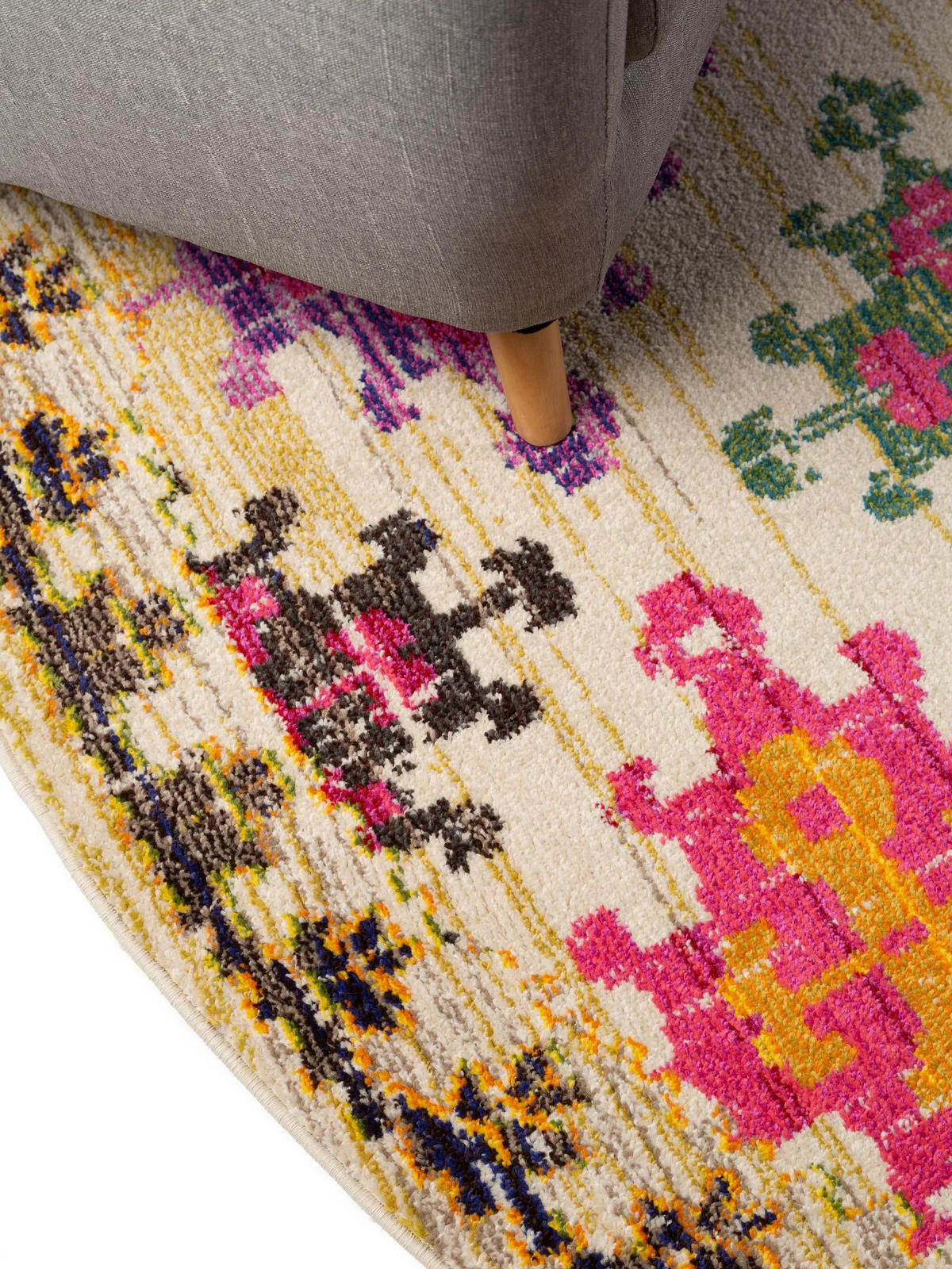 TEPPICH Casa Multicolor/Beige ø 120 cm rund - Multicolor, Textil (120/120cm) - benuta Nest