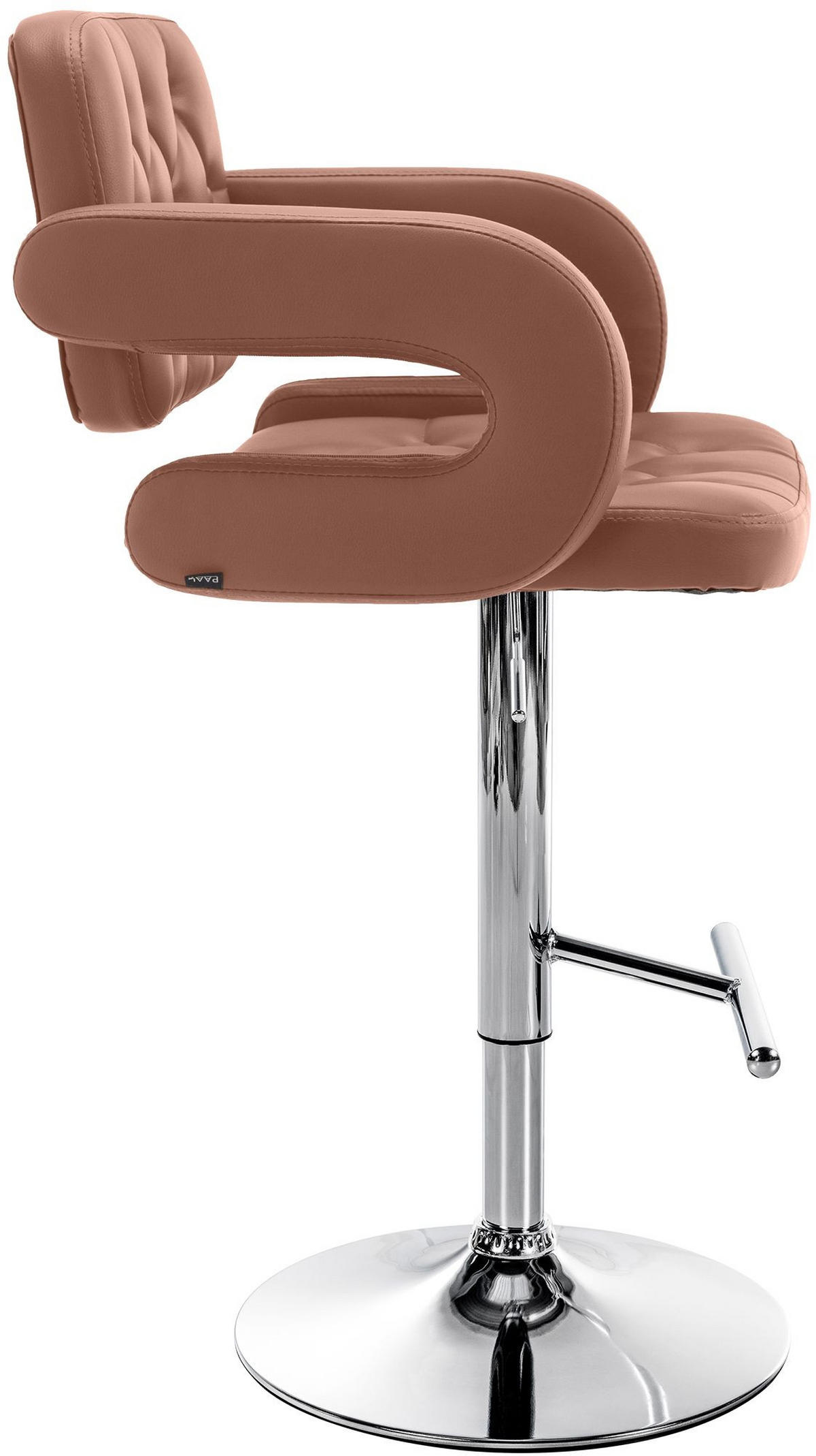 BARHOCKER Lederlook cognac - Chromfarben/Cognac, Textil/Metall (62/103/55cm) - CLP