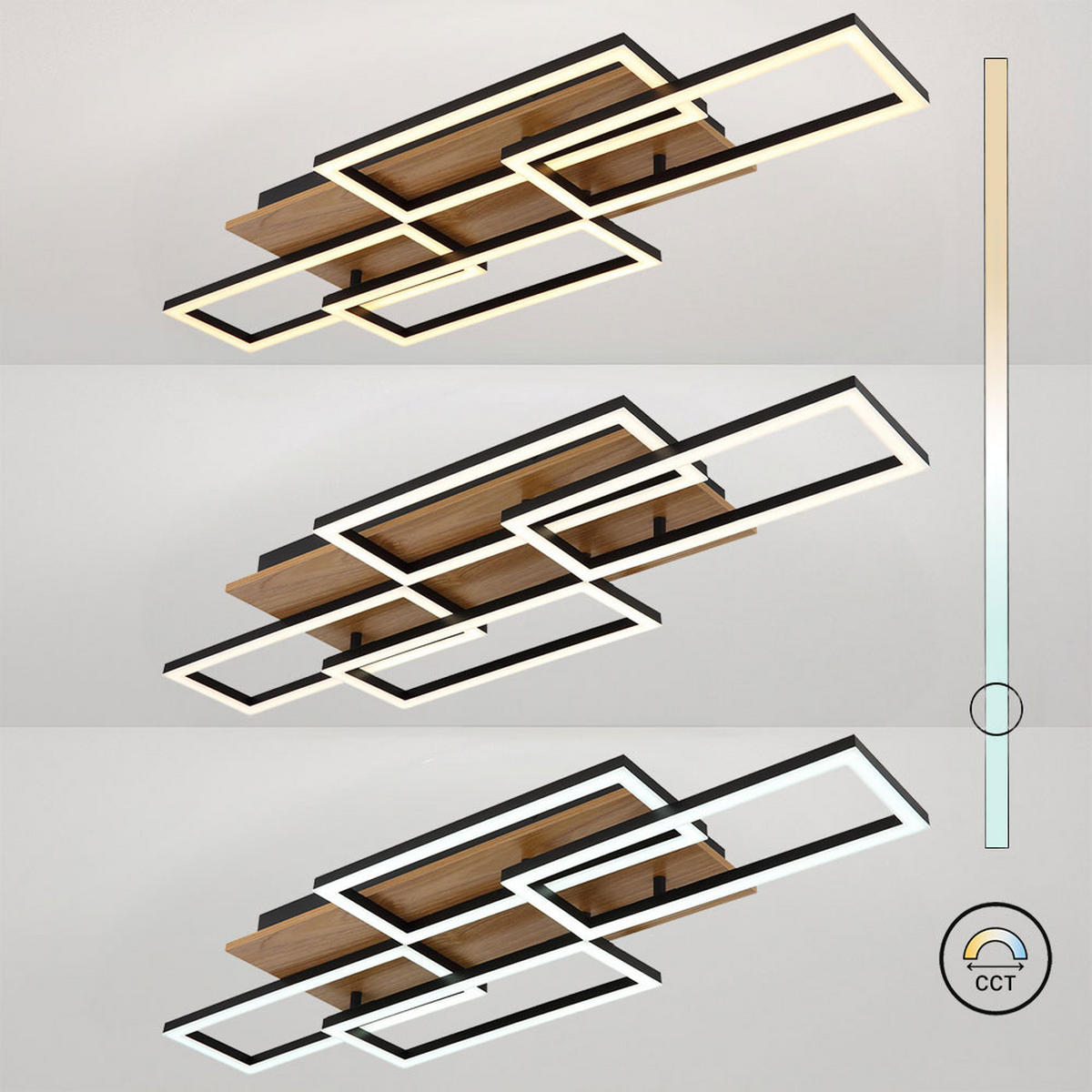 LED DECKENLEUCHTE Holzoptik Braun - Braun, Metall (87.5/32.5/7.5cm) - Globo Lighting