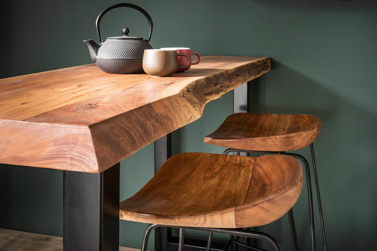 BARHOCKER LEMMY 4ER SET Braun Holz - Braun, Holz (42/73/40cm) - KAWOLA