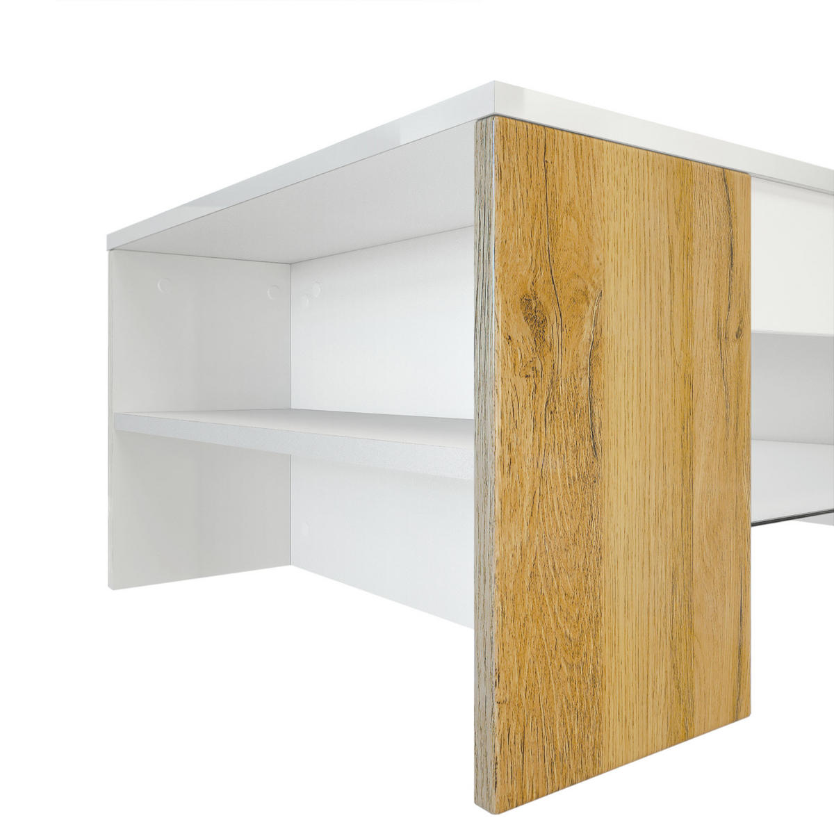 COUCHTISCH Clip Blenden in Beton Oxid Optik - Hellgrau, Holzwerkstoff (60/118/37cm) - Vladon