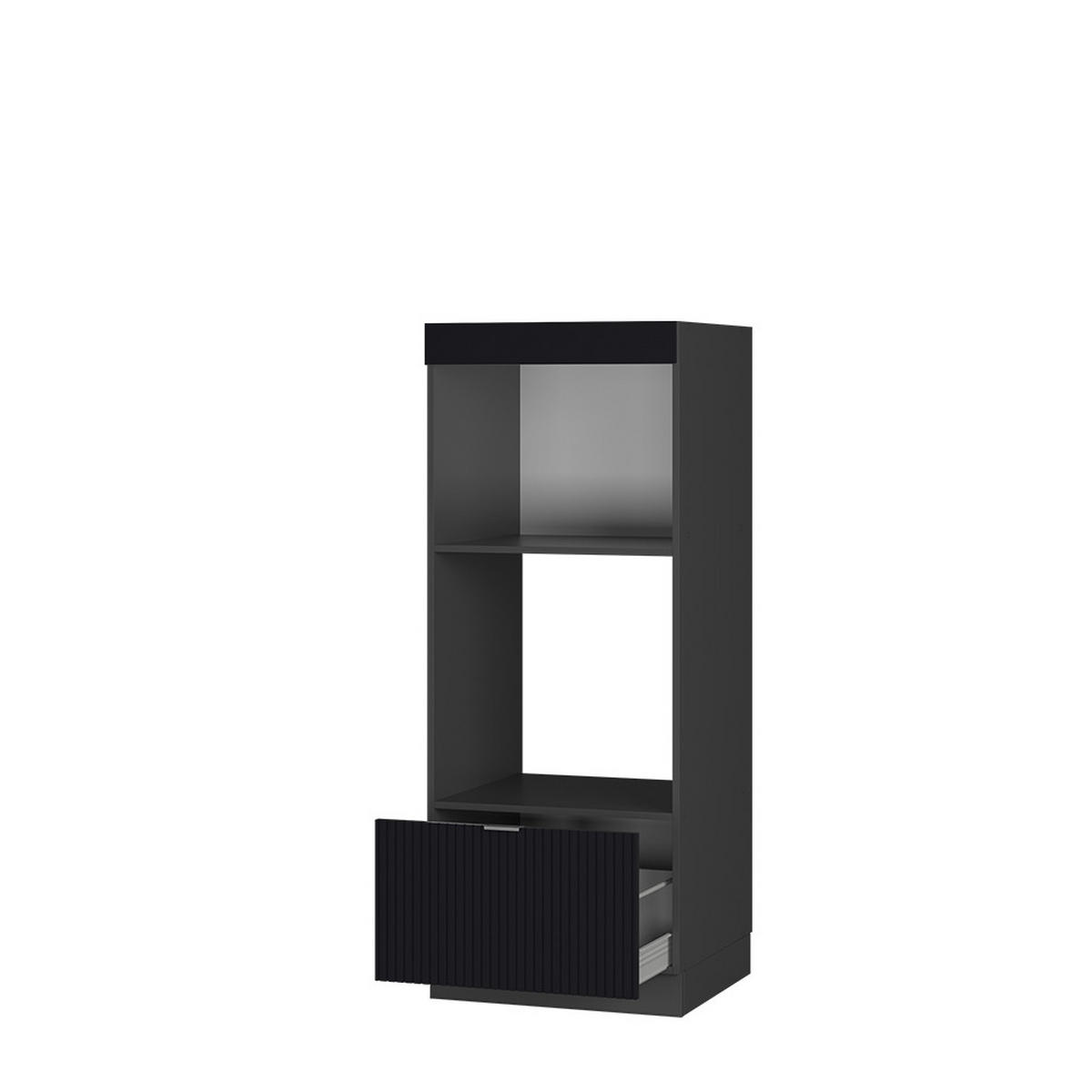 SKŘÍŇKA NA MIKROVLNNOU TROUBU Fame-Line Černý pruhovaný 60 cm otevřený - černá/antracitová, kompozitní dřevo (60/153.6/58.1cm) - Vicco