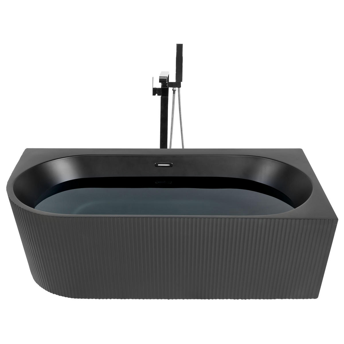 ECKBADEWANNE 80x170x60 cm schwarz Gocta - Schwarz, Kunststoff (80/60/170cm) - Beliani