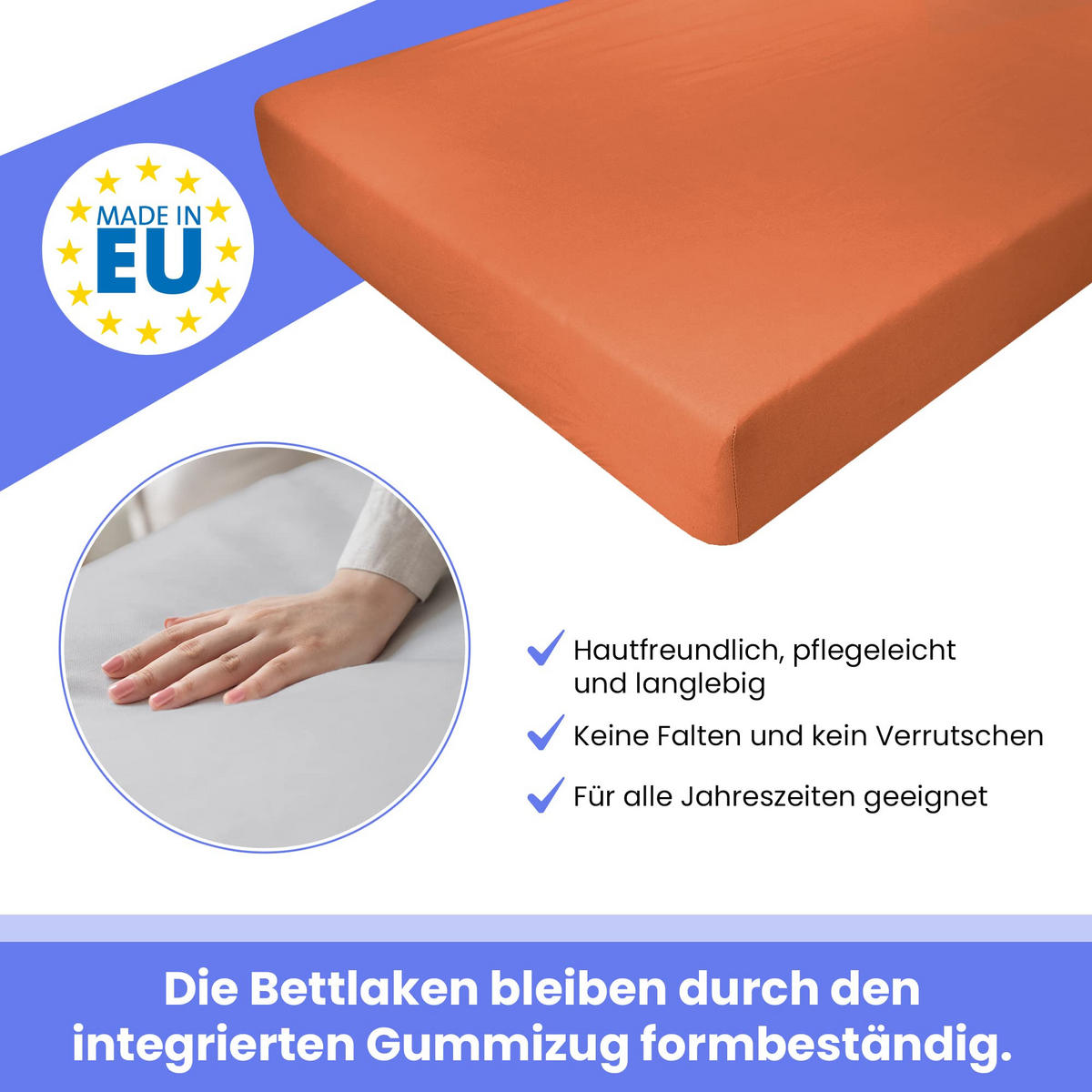 SPANNBETTLAKEN 80/160 cm, Jersey Elastisch 100 % Baumwolle Rostbraun - Terracotta, Textil (80/160cm) - Best For Home