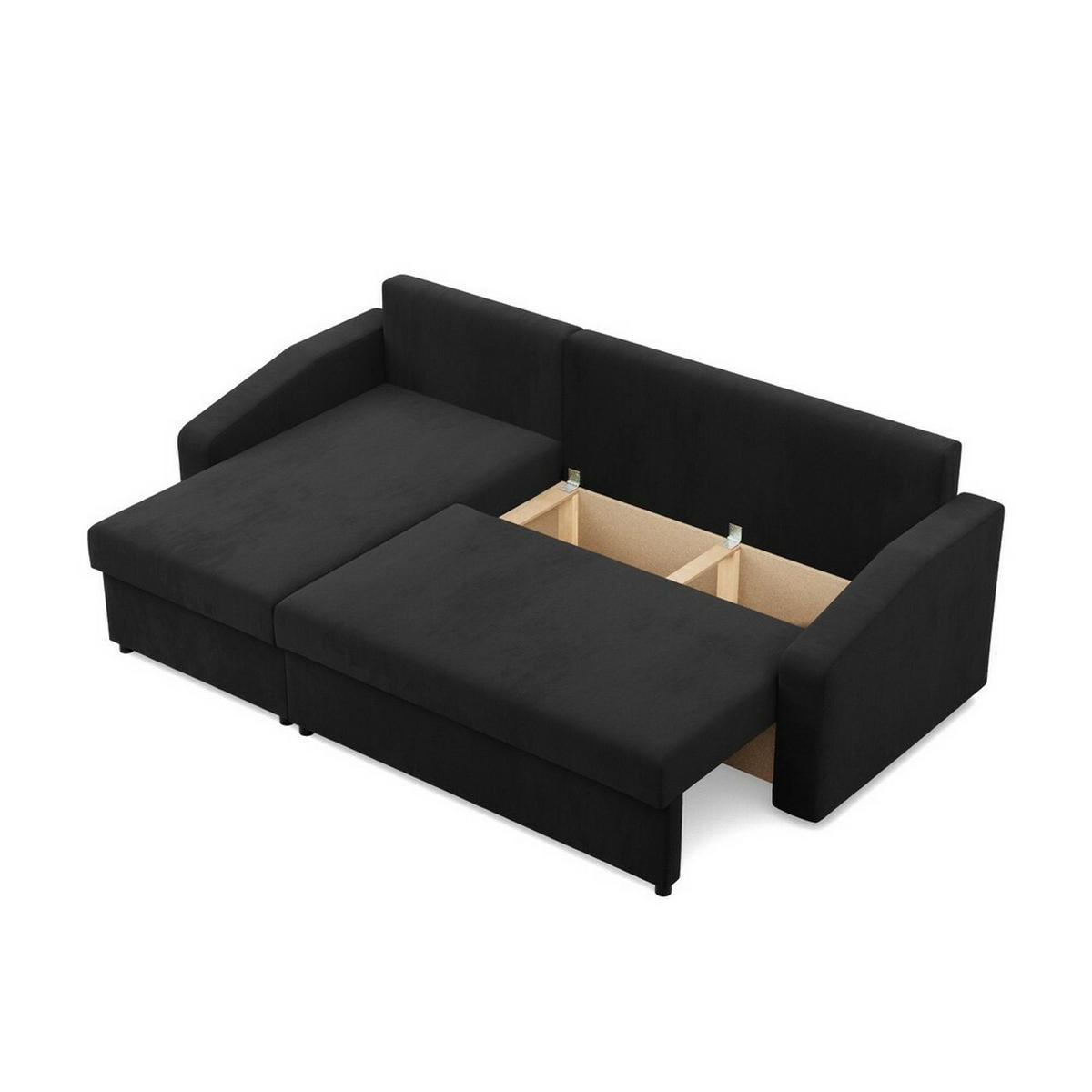 ECKSOFA Neo mit abgeschrägter Armlehnen schwarz - Schwarz, Textil (231/140cm) - SIMKAM Furniture