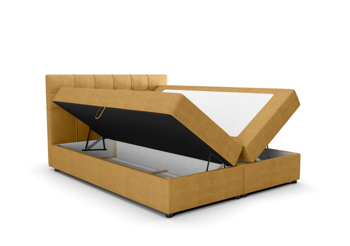 BOXBETT KIDA mit Matratze H3, Bonell und Topper 160x200 Curio 48 - Currygelb, Textil (160/200cm) - Bedante