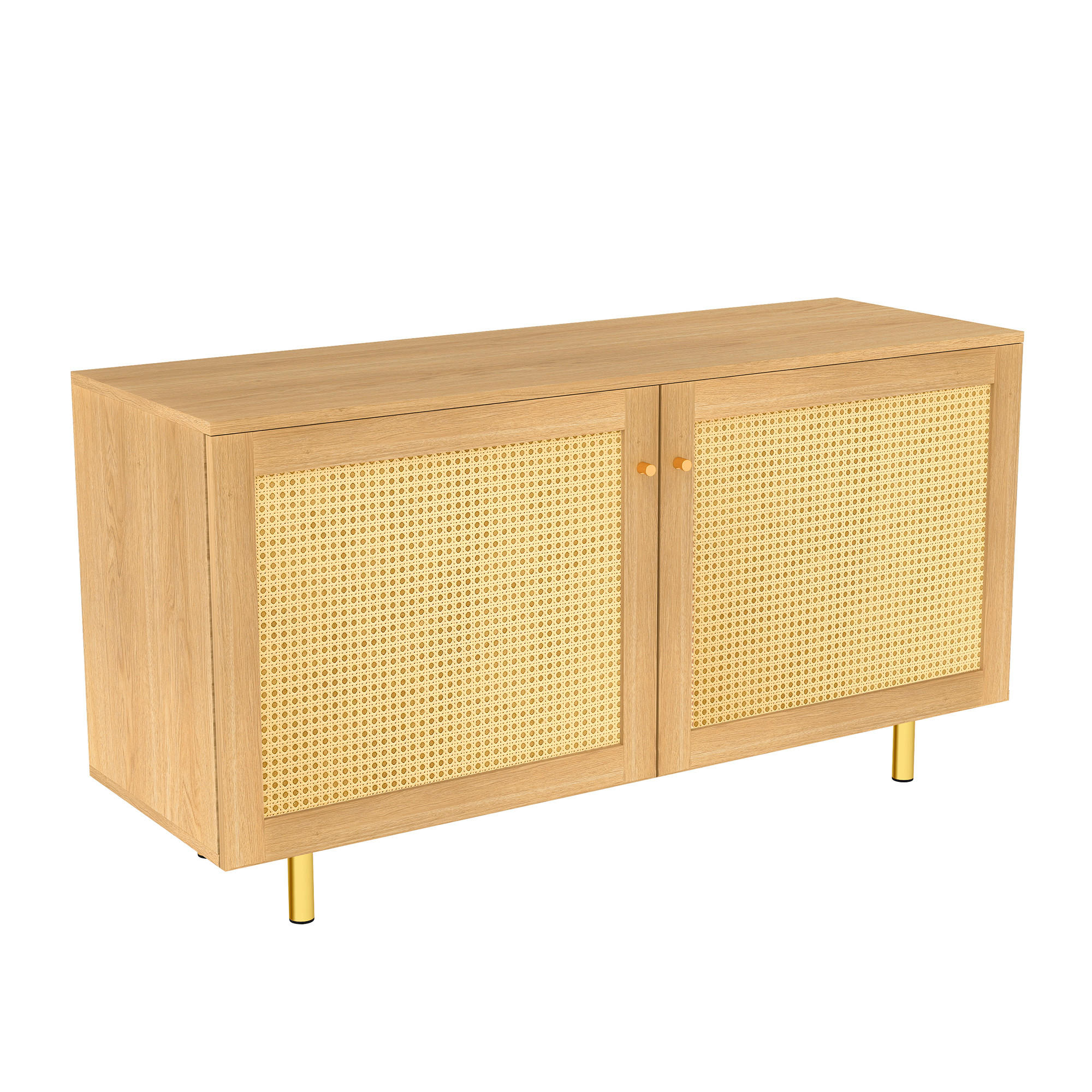 Urban Meuble SIDEBOARD ratan přírodní dřevo 120 cm 2 dvířka