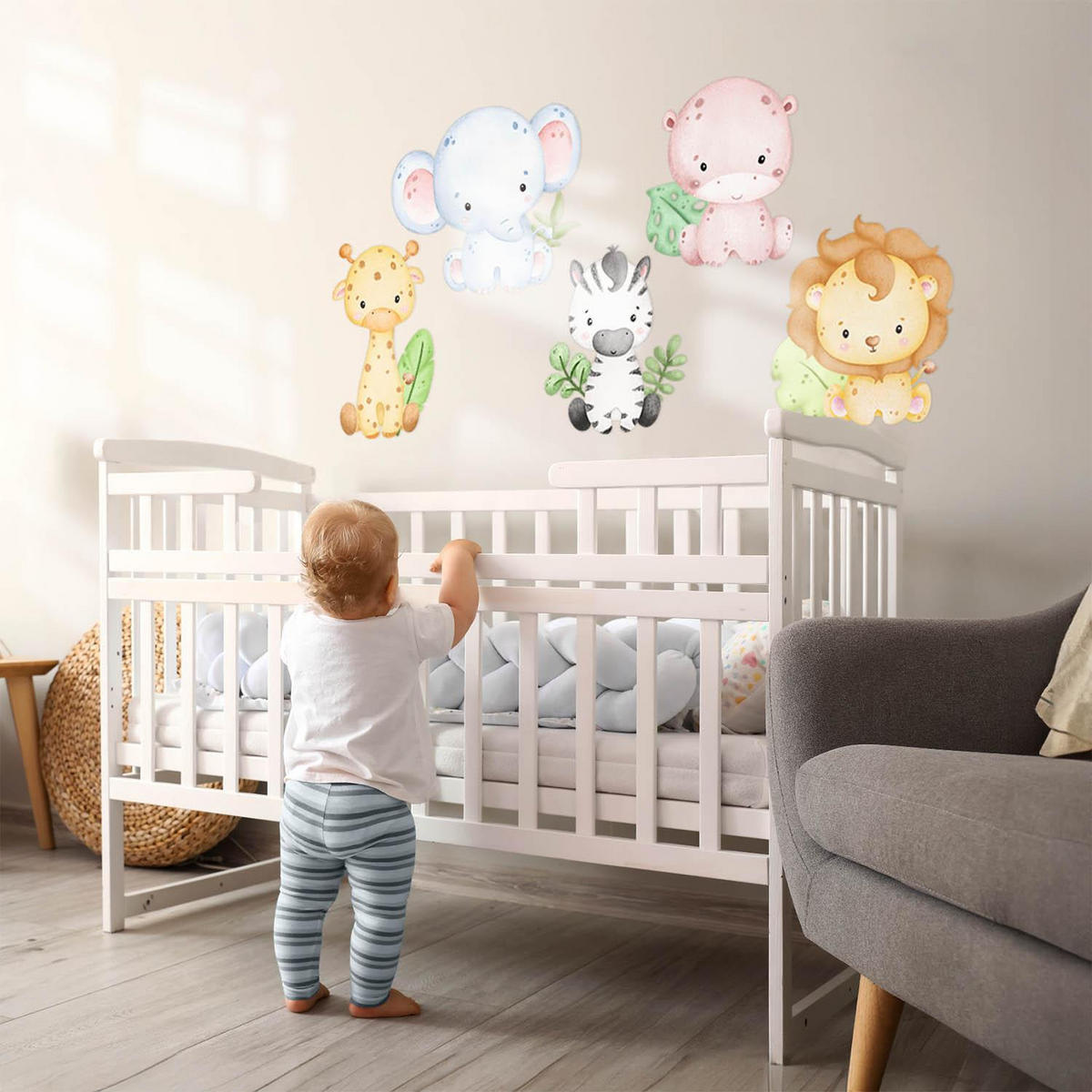 WANDAUFKLEBER 80x92cm - Safaritiere - Multicolor, Kunststoff (80/92/0.1cm) - Wallfluent