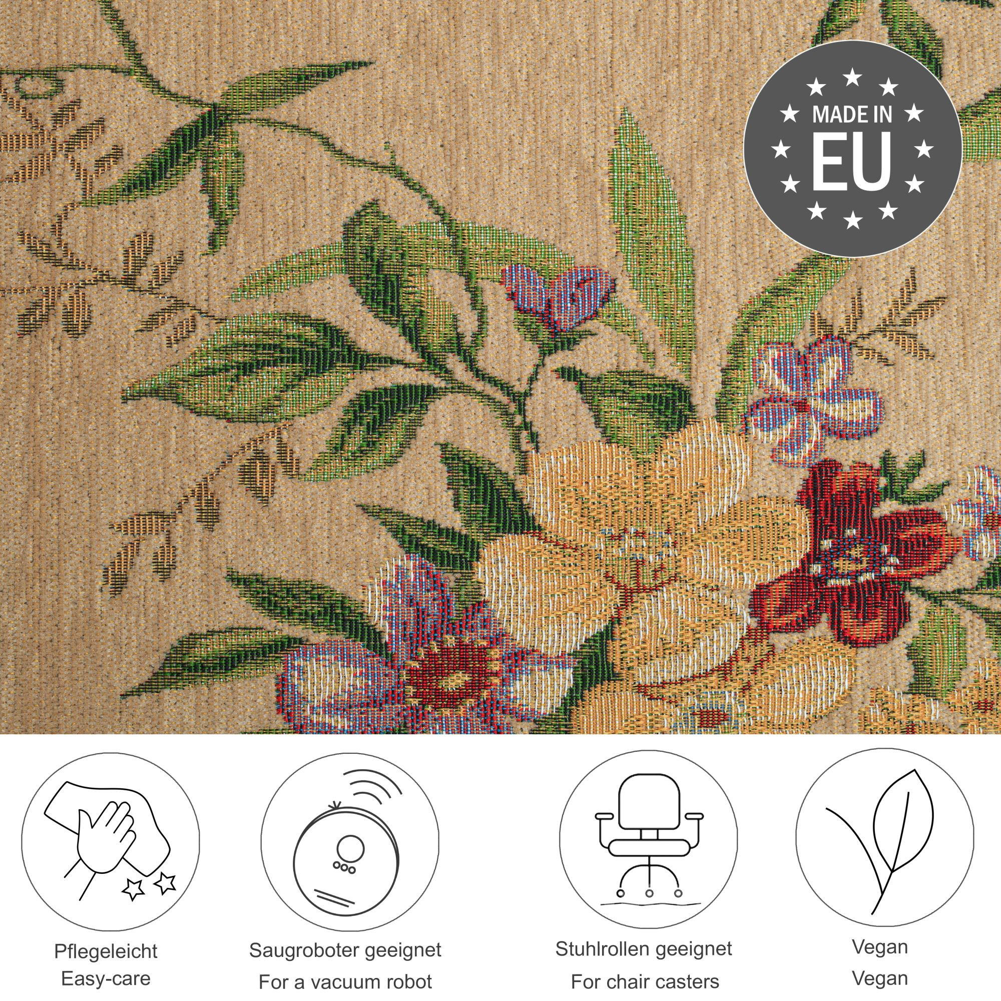 FLACHWEBTEPPICH Flomi Bettumrandung 70x400 cm - Beige, Textil (70/400cm) - THEKO