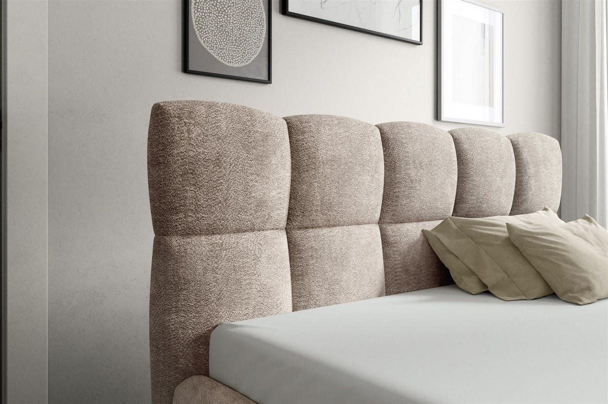 BOXBETT Satine Premium - Braun, Holzwerkstoff/Textil (200/200cm) - Fun Möbel