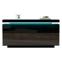 SIDEBOARD 140/35/72,5 cm aus Spanplatte mit LED-Beleuchtung und Hochglanzfront Schwarz - Schwarz, Holzwerkstoff (38/72/140cm) - Modenvie