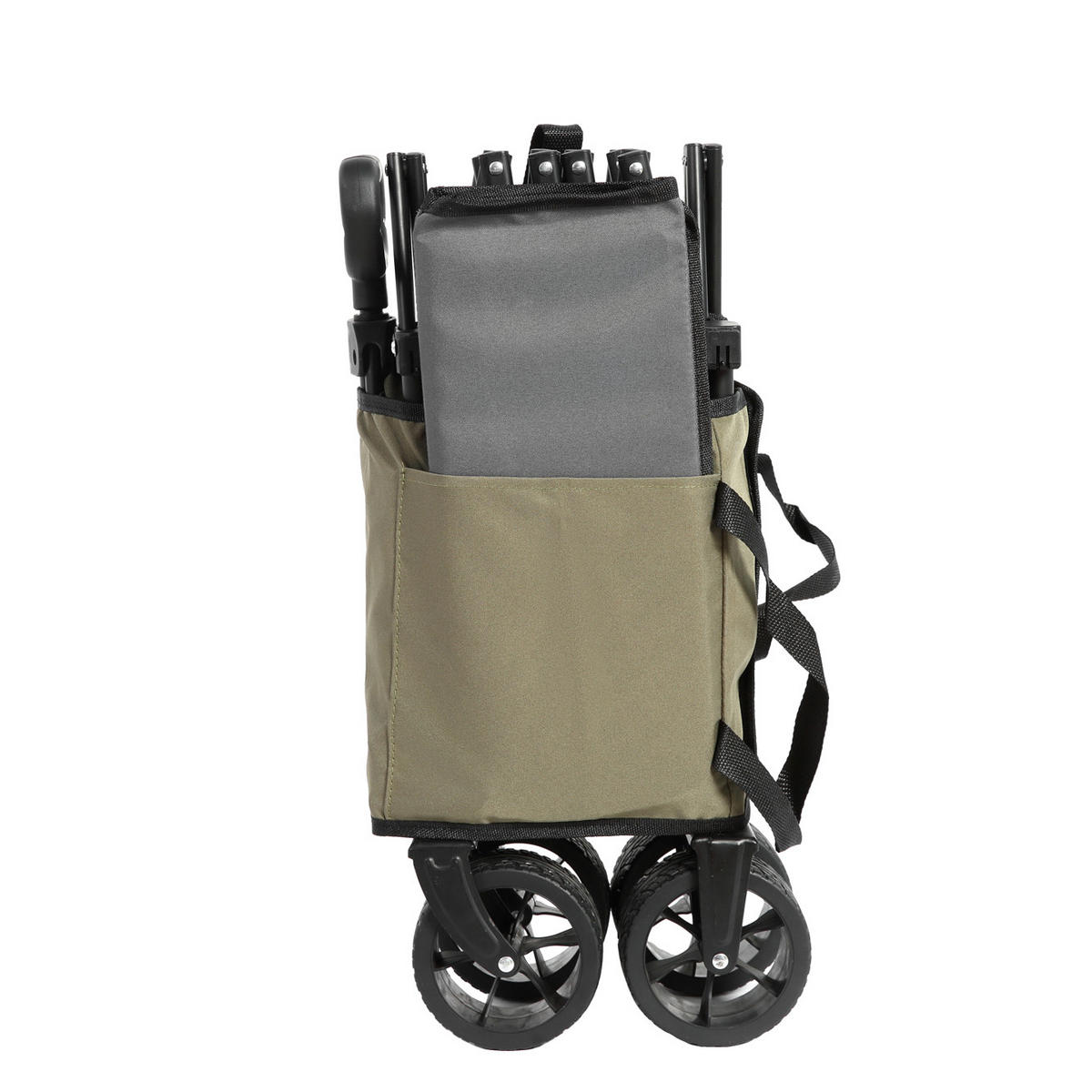GARTENWAGEN 80L Army Grün – Outdoor Transportwagen mit All-Terrain Rädern & Teleskopgriff - Grün, Metall (77/45/48cm) - Urban Meuble