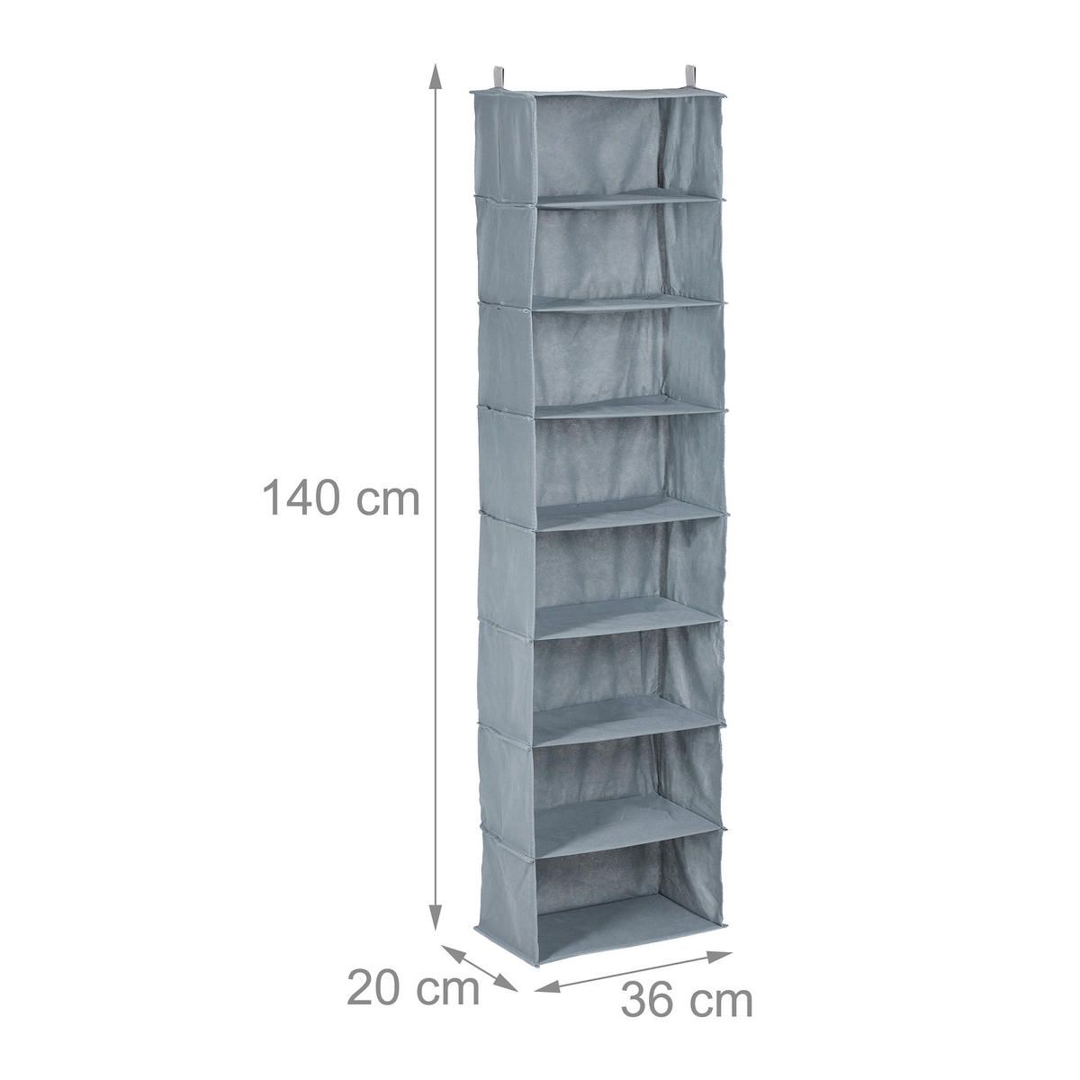 ZÁVESNÝ regál do skrine - sivá, textil (20cm) - Relaxdays