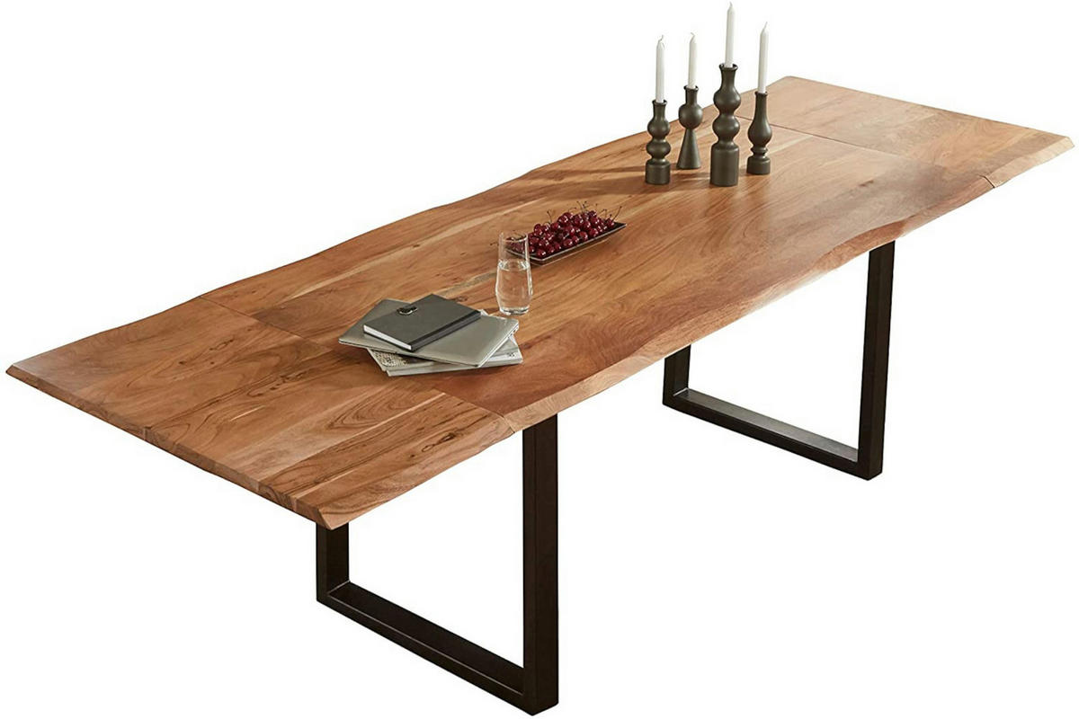 ESSTISCH ADINA - Beige/Schwarz, Holz/Metall (100/200/76cm) - SAM