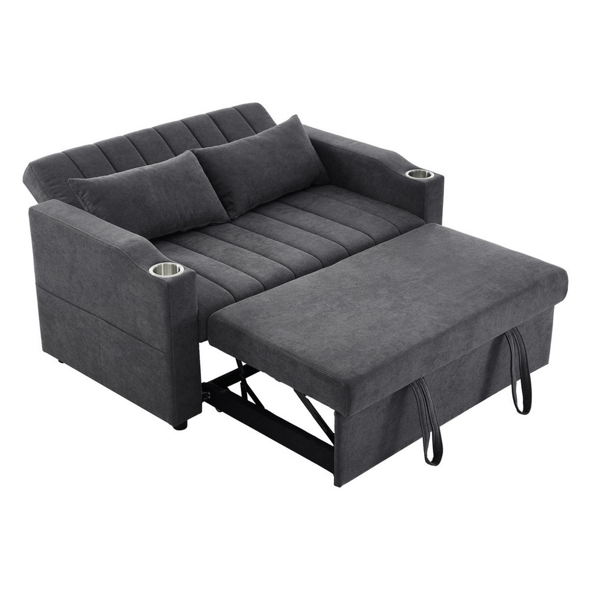 SOFA Multifunktions Modernes Schlafsofa mit verstellbarer Rückenlehne - Grau, Holz (113/84/61cm) - FLIEKS