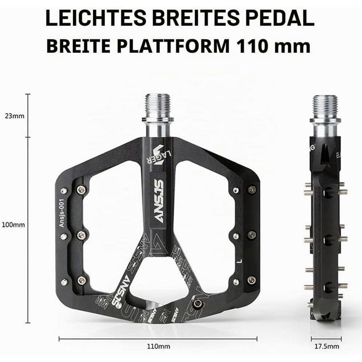 FAHRRADPEDALE Rennrad Pedale Aluminium Schwarz - Schwarz, Metall (10/1.5/120cm)