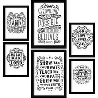 POSTER Set Mit 6 Biblisch In Rustikale Zitate A3 & A4 Rahmen Aus Hellem Holz - Beige, Papier (29/3cm) - Nacnic