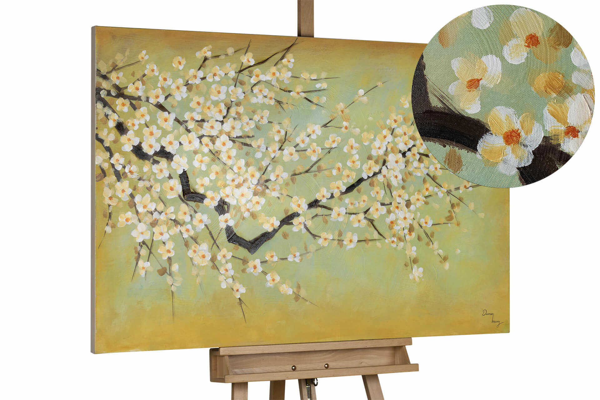 ÖLGEMÄLDE 120/80 cm - Gelb/Weiß, Holz/Textil (2/80cm) - KUNSTLOFT