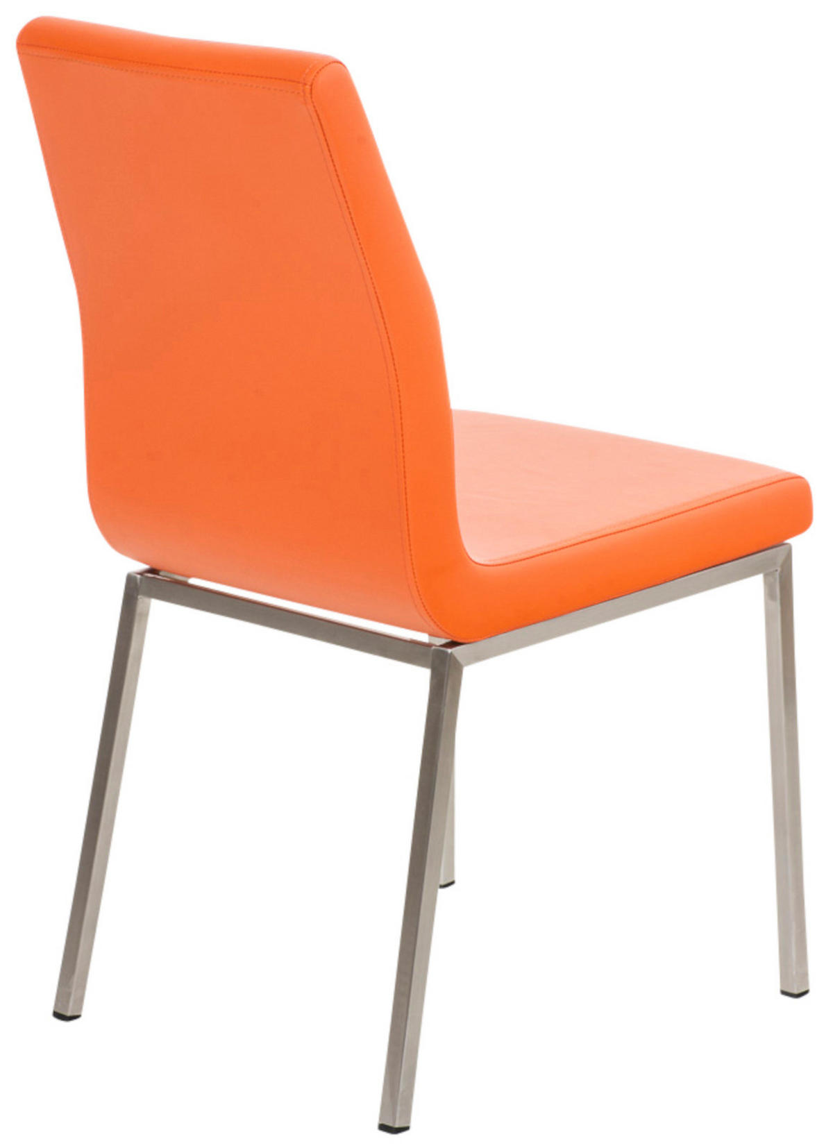 STUHL 2er Set Lederlook Orange - Edelstahlfarben/Orange, Textil/Metall (40/88/50cm) - CLP