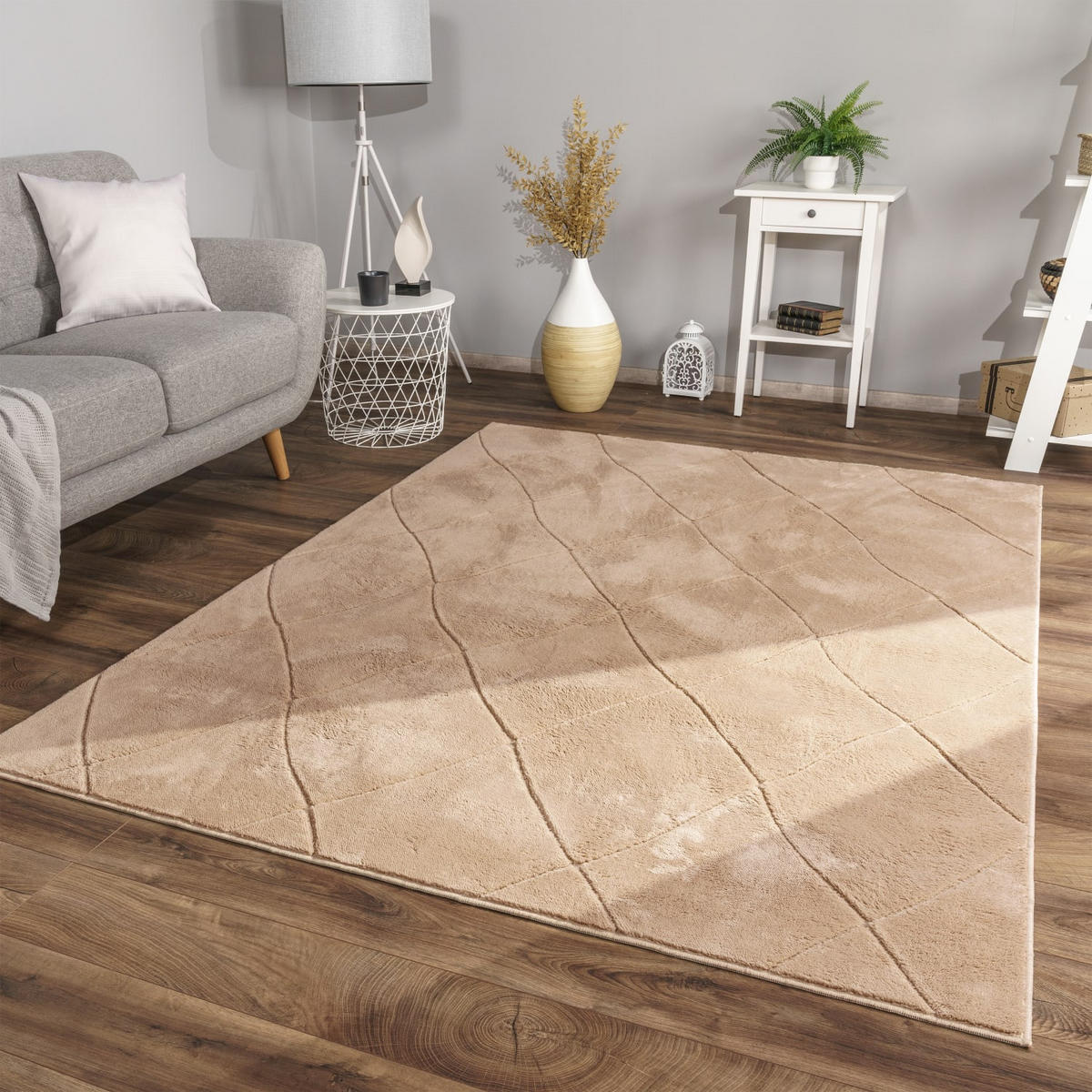 FLACHWEBETEPPICH Skandinavisch Beige 80 x 150 cm - Sandfarben, Kunststoff (80/150cm) - TT Home