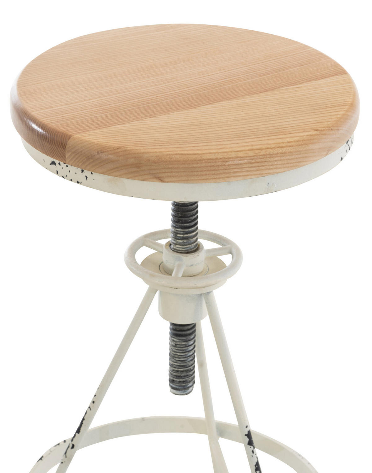 BARHOCKER Kalie, Holzsitz, Gestell Metall Antik Weiß - Weiß, Holz (43/82/43cm) - TPFLiving