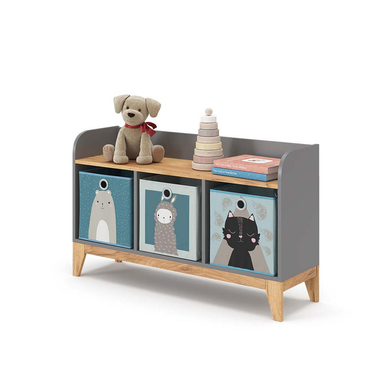 KINDERSITZBANK Malia Grau 107.2 x 63.8 cm - Eichefarben/Grau, Holzwerkstoff (107.2/63.8/30.6cm) - VitaliSpa