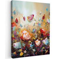 LEINWANDBILD Blumen - Kunst - Natur - Ölgemälde 60x80 cm - Multicolor, Textil (60/80cm) - MuchoWow
