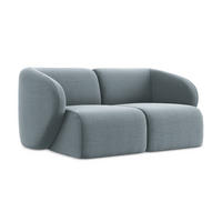 2-SITZER-SOFA Samt Stoff Blau - Schwarz/Hellblau, Holzwerkstoff/Kunststoff (174/75/94cm) - Makamii