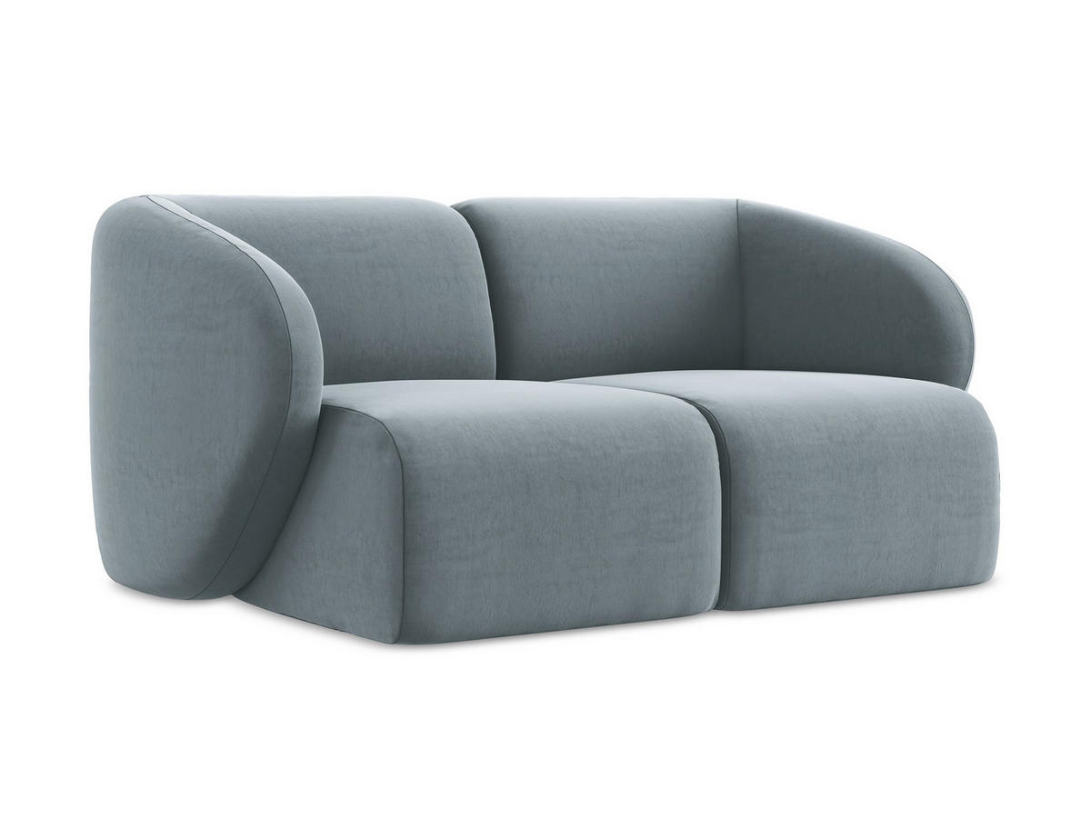 2-SITZER-SOFA Samt Stoff Blau - Schwarz/Hellblau, Holzwerkstoff/Kunststoff (174/75/94cm) - Makamii